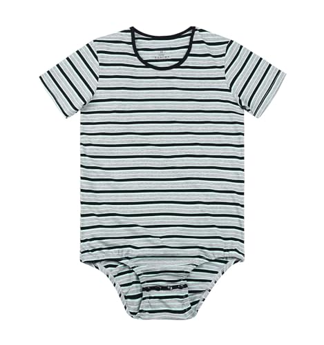 Men Short Sleeve Romper Pajama Bodysuit One Piece Rompers Stripe Onesie Leotard Top - Stripe Maker3