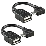 VOLT PLUS TECH PRO OTG Cable Compatible with Your Samsung Galaxy S7, S7 Edge, S6, S6 Edge, S5, Note 3, Note 2 Right Angle Cable Connects You Any Compatible USB Device with MicroUSB Cable! (2 Pack)