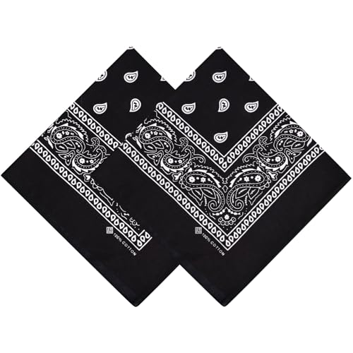 ZENO Bandana Noir - 100% Coton & Fibres Naturelles - Foulard Noir Sans Polyester - Qualité Supérieure - Doux, Durable et Lavable en Machine - Bandana Homme -...