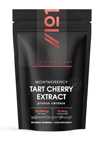 Montmorency Cherry 15 000mg Standardised 5% Anthocyanins Tart Cherry Extract - 90 Vegan Capsules - Antioxidant Rich Supplement - By Alpha01