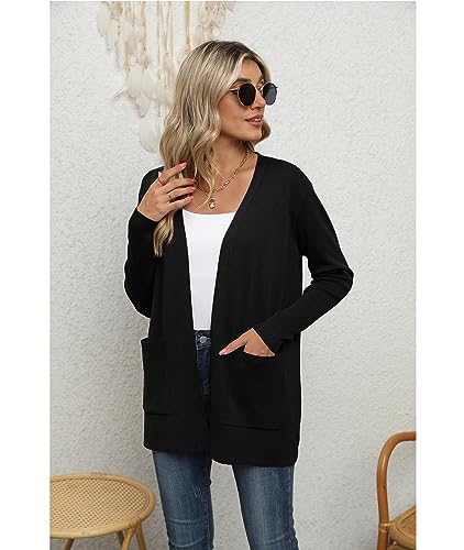 LILBETTER Womens Casual Lightweight Long Sleeve Open Front Cardigan Sweaters with Pockets3