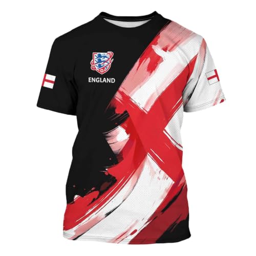 BJU England Soccer Jersey Sports Fan Jersey Collection Football Training Apparel T-Shirt Crewneck Short Sleeves for Men and Women