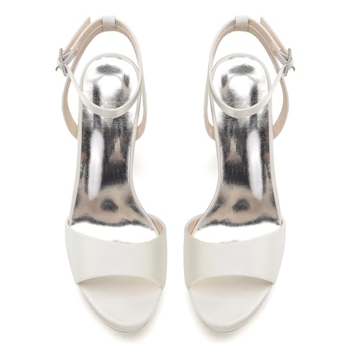 Women's Satin Strappy Sandals Open Toe Open Back Comfy Chunky Heel 4.3" High Heels2