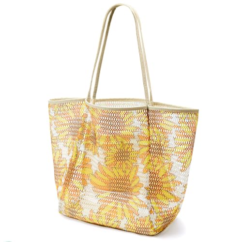 Image of KALIDI Beach Nylon Mesh Tote Bag, Casual Tote Bag Hobo Women Foldable MAX 23L Shoulder Bag For Beach Picnic Vacation