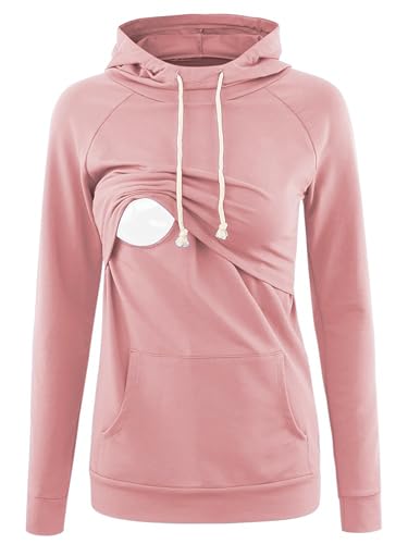 Love2Mi Damen Stillen Hoodie Umstandspullover Langarm Umstandsmode Jacke