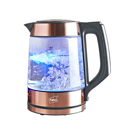 Neou00ae Cordless Nordic Illuminated Glass Kettle (Grey and Copper)