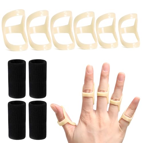 10Pcs Oval Finger Splints &amp; Sleeves Kit, 6 Graduated Oval Trigger Finger Splint &amp; 4 Finger Sleeves for Trigger/Mallet/Arthritis/Straightening, Finger Brace Support for