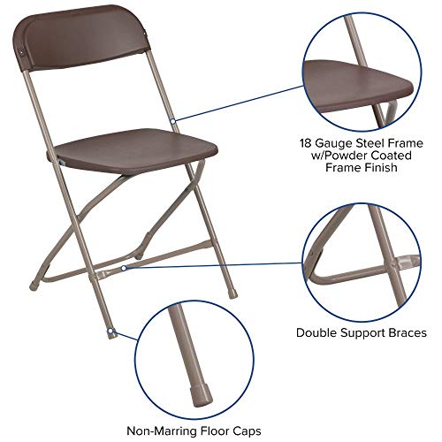 Image of Flash Furniture Hercules Series Plastic Folding Chair - Brown - 2 Pack 650LB Weight Capacity Comfortable Event Chair-Lightweight Folding Chair