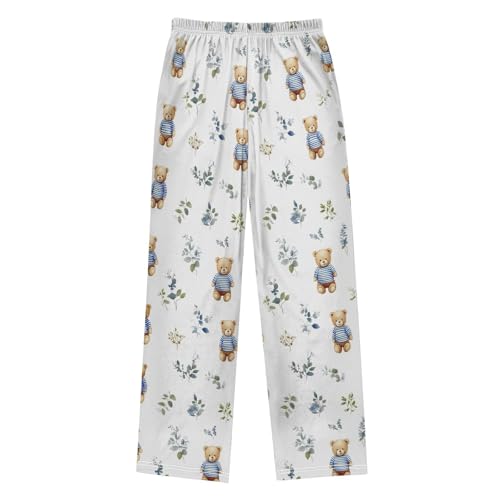 Pajama Pants Bear Tile Color Blue Long Sleep Pants Lounge Bottoms2