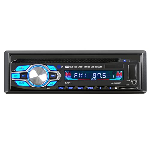 Reproductor de Radio para Coche MP3 1 DIN 12V estéreo para Coche con Bluetooth DVD CD Coche Manos Libres Autoradio BT Audio Radio con Mando a Distancia inalámbrico
