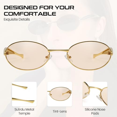SODQW Retro Oval Sunglasses for Women Vintage Round Sun Glasses with Gold Metal Temples UV400 Protection 2025 Shades4