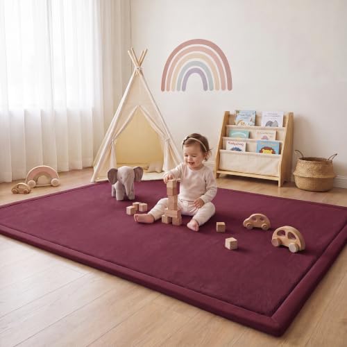 Image of 1.3 inch Thick Baby Play Mat for Floor,39x59 Memory Foam Tummy Time Mat