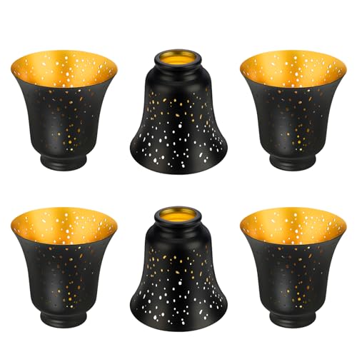 Image of Ceiling Fan Light Covers, 6 Pack Pendant Light Shade Replacement with 1-5 /8 inch Fitter, ALUCSET 4.5 inch Height and 4-3 /4 inch Diameter, Metal Bell Shaped Cover for Chandelier Pendant Light Wall Sconces Series