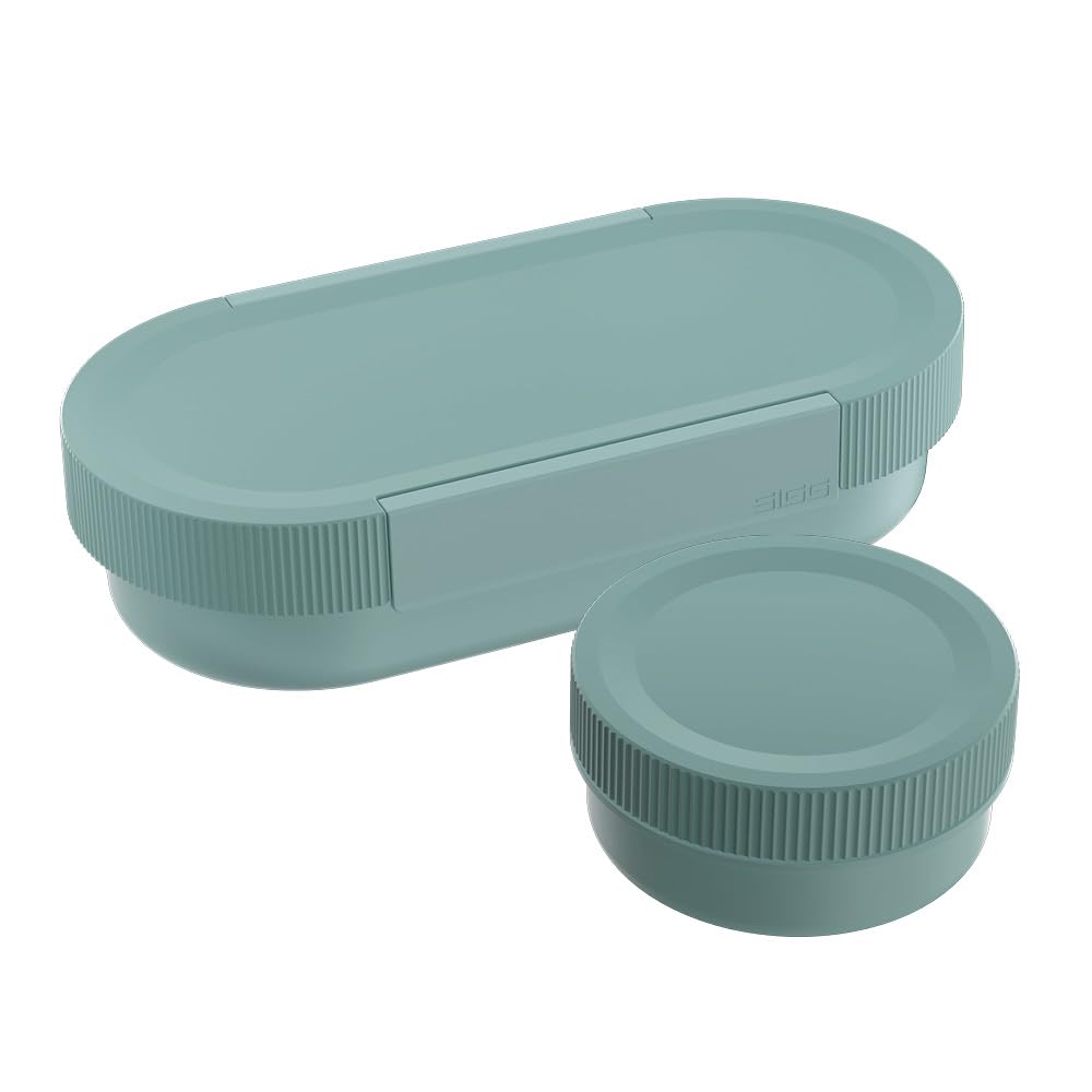 Sigg - LUMO Lunchbox L Morning Blue - with Divider & Leakproof Snack Box - Microwave & Dishwasher Safe - BPA Free - Lightweight Polypropylene - Swiss Design, Made in Germany - for Work & School - 1 L