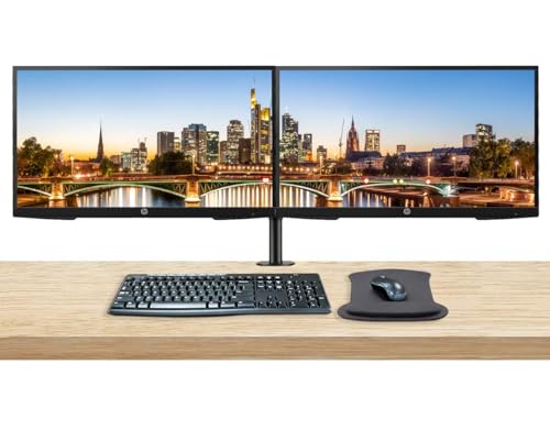 Image of HP P27h G4 27 Inch FHD IPS LED-Backlit LCD 2-Pack Monitor Bundle with HDMI, Integrated Speakers, Blue Light Filter, Dual Monitor Stand, MK270 Wireless Keyboard and Mouse, Gel Pad