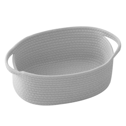 Image of Grey Woven Rope Basket - Baby Gift Basket with Bag & Ribbon