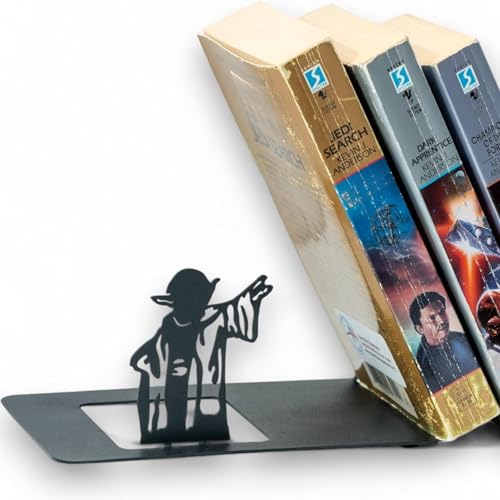 Renovatio Black Metal Bookend – Cute, Unique, Geeky Decor for Home, Office & Kids Room – Heavy Duty, Non-Slip Minimalist Bookends for Shelves – Master