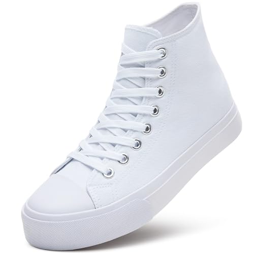 Image of ZGR Womens High Top Canvas Sneakers,Lace-up Canvas Shoes,Casual Tennis Walking Shoes