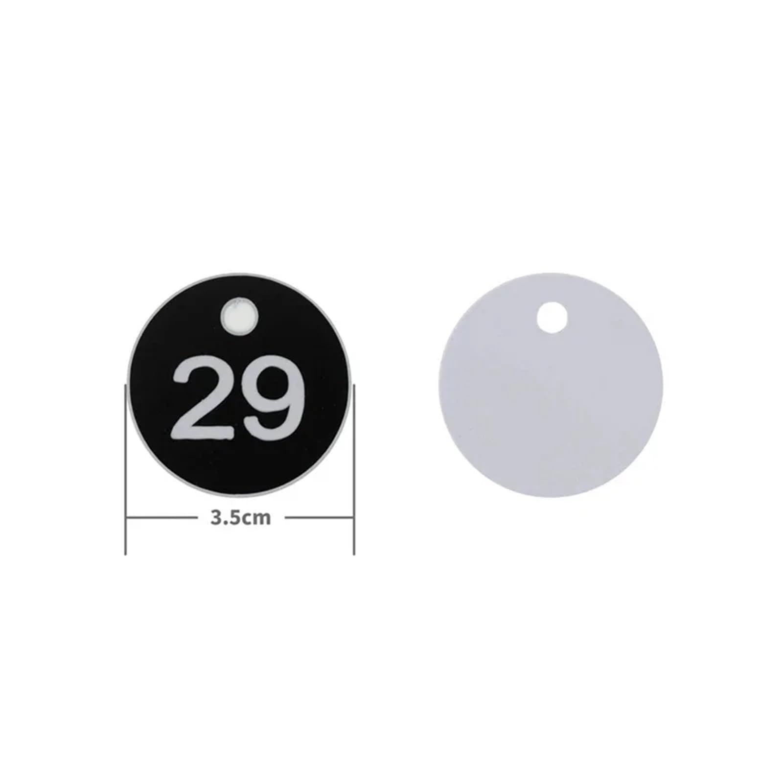 Plastikowe zawieszki z numerami, Etykiety z numerami ABS, czarne, 3,5 cm, opakowanie 100 sztuk 1-100