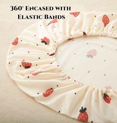 Image of SDY Jersey Strawberry Bassinet Sheets for Baby Girls,32 inchx 16 inchx 4 inch, 2 Pack,Pink Cute Kawaii Standard Oval /Retangle Fitted Bassinet Sheets for Toddler,Super Soft Breathable