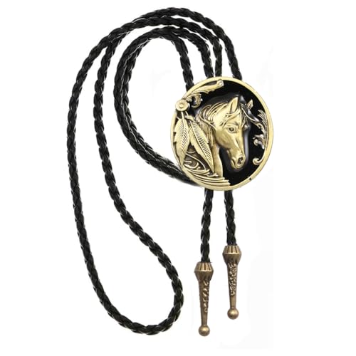Image of Joxevyia Bolo Tie for Men Vintage Cow Skull Leather Rope Western Cowboy Necktie Vintage Bola Tie Gift for Him
