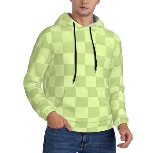 Hoodies For Men - Lime Checker Print Long Sleeve Casual Men'S Hoodies & Sweatshirts Pullover With Pocket
