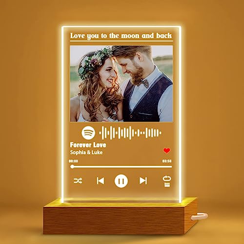 Personalized Photo Gifts for Boyfriend Girlfriend,Custom Spotify Plaque Night Light,Cute Room Decors Customized Gifts for Him Her, Custom Acrylic Glass Song Music Cover