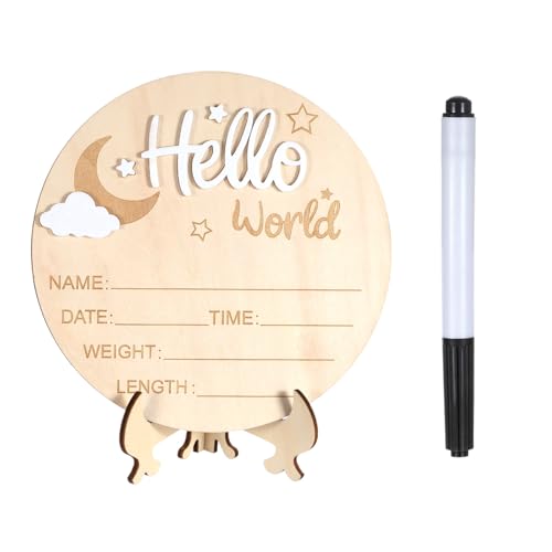 Josojoou - Personalised Wooden Baby Name Sign - Handheld Nursery Decor & Newborn Photo Prop - Perfect Birth Announcement, Christening Gift, Baby Shower Keepsake