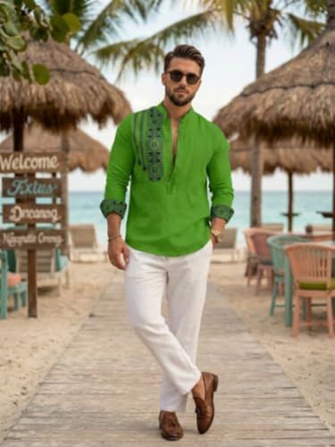 Image of DEELMO Men's Cotton Blend Mandarin Collar Self One Design Full Sleeve Casual Short Kurta