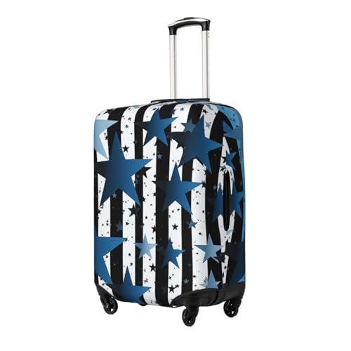 Luggage Cover Protector Washable Stretch Suitcase Protector Blue Black White Stripes and Stars Suitcase Cover Anti-Scratch Travel Baggage Covers Fits 18-32 Inch Luggage Protectors, Large2