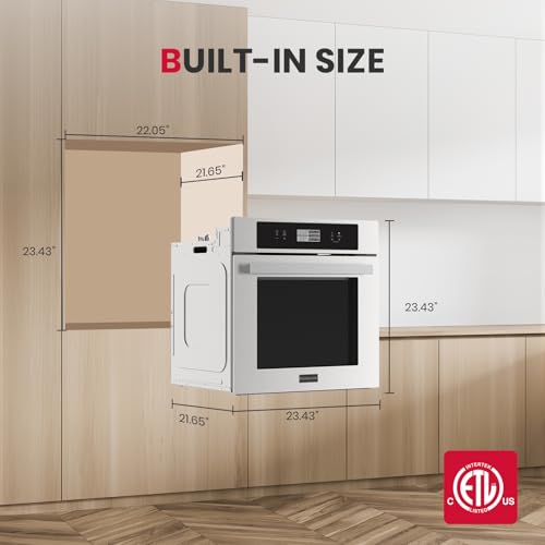 Image of GASLAND 24 Inch Electric Wall Oven, 2.6 Cu.ft, 11 Cooking Functions, 3100W | ETL Certified, 3D Heating, Convection Wall Oven with Rotisserie, Touch Control, Safety Lock, Built-in Oven, Stainless Steel