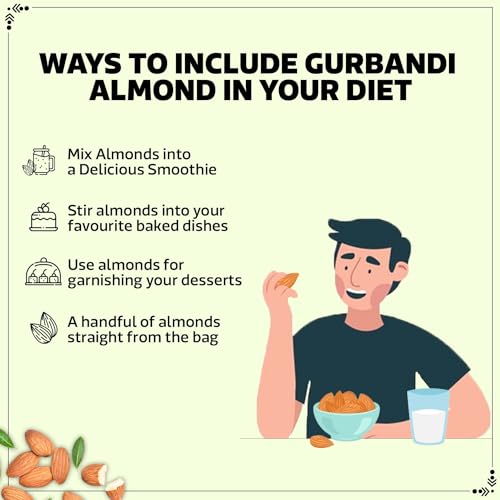 Image of Wonderland Foods 1Kg Premium Gurbandi Almond (Badam) Pouch | Dry Fruits
