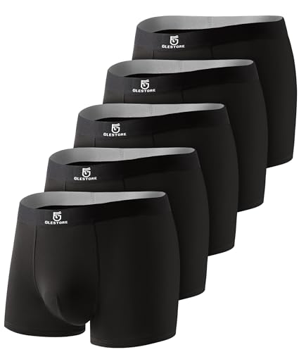 GLESTORE Boxershorts Herren Unterhosen Männer 5er Pack Modal Unterwäsche Hipster Sport Underpants 5schwarz L
