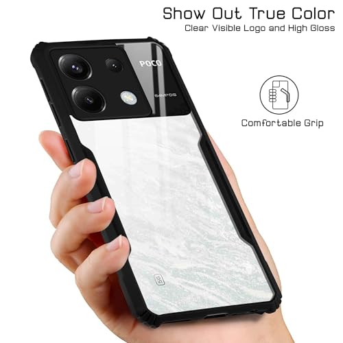 Image of Jkobi Back Cover Case for Poco X6 5G (Shockproof with Polycarbonate Clear Panel | Professional Black)