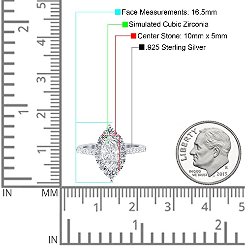 Blue Apple Co. Halo Marquise Art Deco Engagement Wedding Bridal Ring Round Simulated Cubic Zirconia 925 Sterling Silver4
