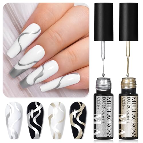 Set de 2 piezas de gel para uñas metálico plata y oro miniatura 4