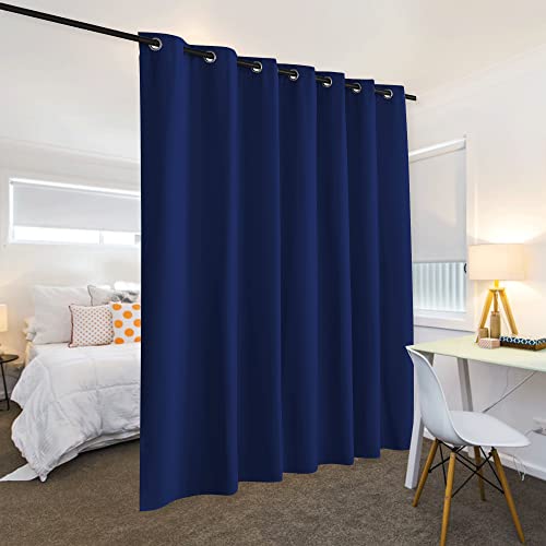 Image of RYB HOME Partition Room Dividers - Light Block Thermal Insulated Seperating Curtains Grommet for Spare Bedroom Loft Home Office Living Room, 1 Panel, Navy Blue, 12.5 ft Wide x 8 ft Long