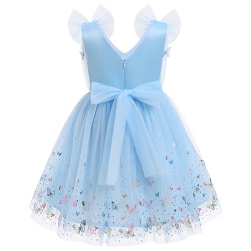 Image of IMEKIS Toddler Kids Girls Butterfly Dress Sparkle Sequins Tulle Wedding Formal Birthday Dresses 2-10T