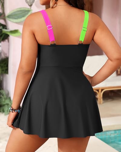 Image of Aqua Eve Plus Size Swim Dress - Two Piece Tankini Swimsuit Tummy Control Bathing Suit with Shorts 2025