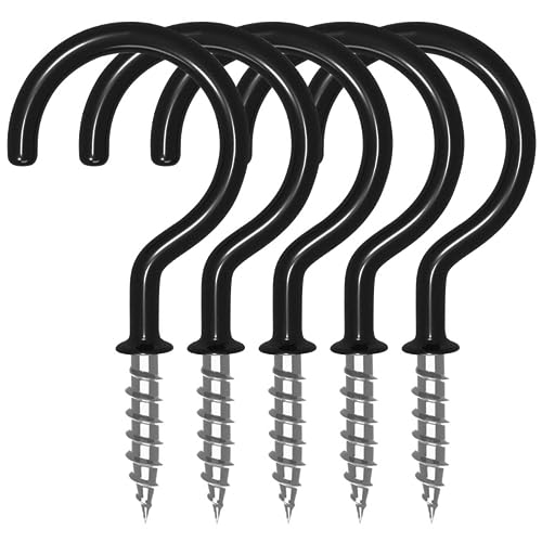 XFentech 36 Stück Schraubhaken - Schwarz Tassenhaken Beschichtet Mehrzweckhaken Beschichtet Schraubhaken Cup Haken für Tassen, Utensilien, Lichtern und Schlüsseln - 1-1/4 Inch
