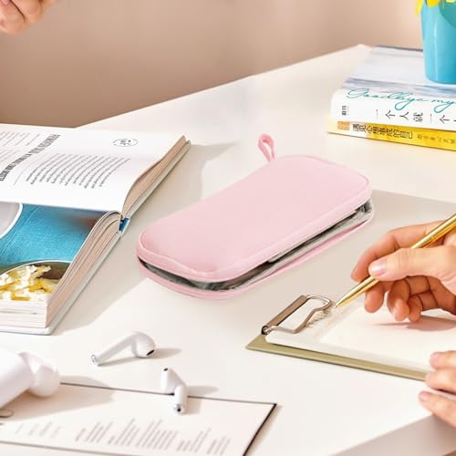 Image of Rolin Roly Multi-function Pencil Case Pencil Box Large Capacity Pen Case Holder for Women Pen Bag Organizer with Zipper (pink)