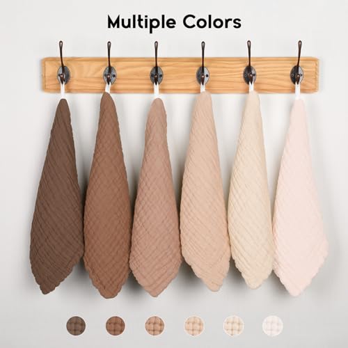 Image of Unnivoll Muslin Burp Cloths Baby 12''X12'', Baby Washcloths 6 Pack, 100% Cotton Baby Wash Cloths Absorbent and Soft for Newborn Infants Kids Boys Girls - Gradient Brown
