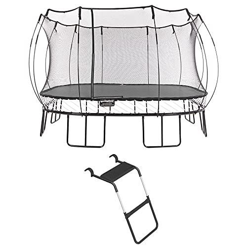 Springfree Trampoline 13 ft x 13 ft Large Square + FlexrStep V2 Bundle – Springless Fun with Adjustable & Lock Restrict Ladder Attachment Accessories