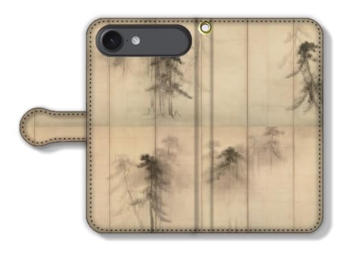 手帳型 iPhone17 Air互換 スマホケース 【世界の名画】 長谷川等伯 ☆日本画☆ 水墨画 雪舟五代 桃山時代 アート 絵画 芸術 日本 和 和風 伝統 (松林図屏風)