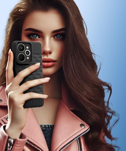 Image of WOW IMAGINE Back Cover for Realme 15 5G with Hexa Cube Design | Ultra Slim Soft Rubberised Case | Inner Velvet Fabric | Matte Silicone Flexible Mobile Case | Camera Protection - Black