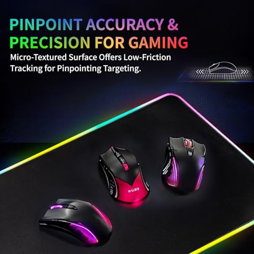 Image of RGB Gaming Mouse Pad with Wireless Charging 15W, LED Mouse Mat 31.5 * 11.8 in, 10 Light Modes Extra Large Mousepad Non-Slip Rubber Base Computer Keyboard Mat for Gaming, MacBook, PC, Laptop, Desk