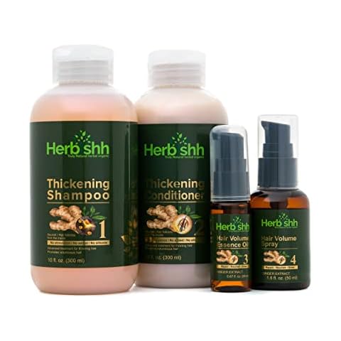 Herbishh Thickening Shampoo and Conditioner |Hair Growth Vitalizer |Hair Growth Essence Oil | Prevents Premature Hair loss- Supports Healthy Hair Growth (4in1) Cover