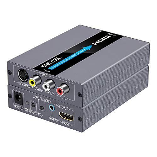 EASYCEL Convertidor RCA/S Video a HDMI, AV Compuesto + R/L Audio, Interruptor de Salida 720P/1080P (Aluminio)