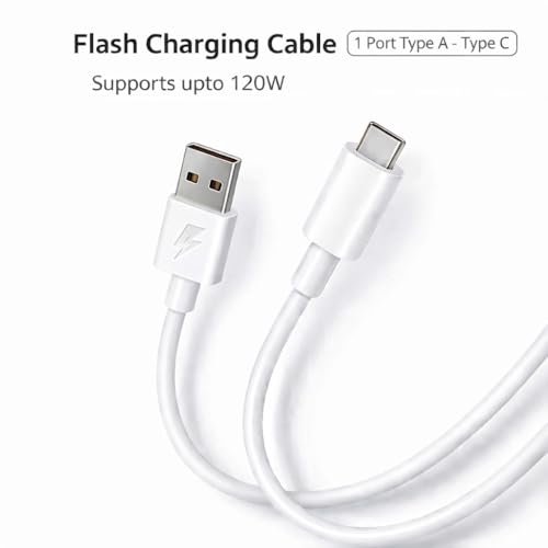 Image of mPix Flash Fast Charging USB Type-C Cable | FlashCharge Support | Compatible with Vivo Y20 /Y20i /Y20G /Y30 /Y31 /Y33s /Y51 /Y52 /Y53 /V17 / V19 /V20 /V21 /V23 /S1 /S1 Pro & Other Type-C Model