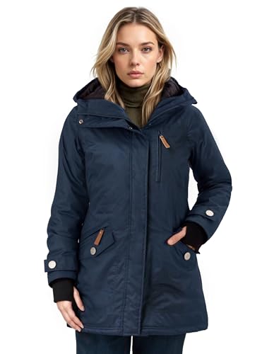 berydale Damen Funktionsparka Jacke, Marine-gefütterter Winter Parka, M